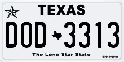 TX license plate DOD3313