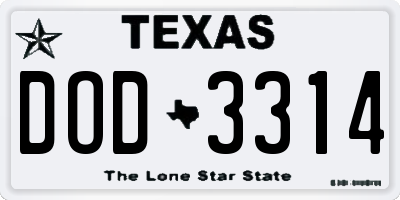 TX license plate DOD3314