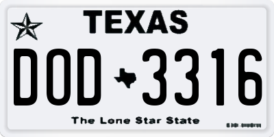 TX license plate DOD3316