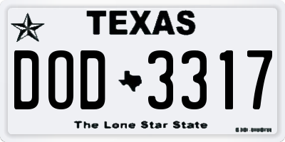 TX license plate DOD3317