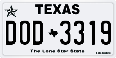 TX license plate DOD3319