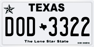 TX license plate DOD3322