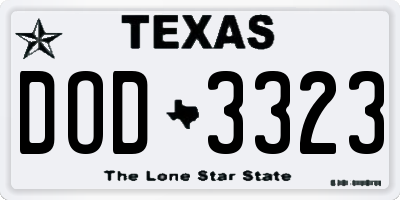 TX license plate DOD3323