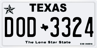TX license plate DOD3324