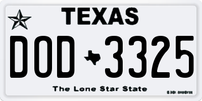 TX license plate DOD3325