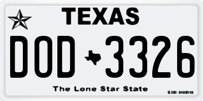 TX license plate DOD3326