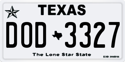 TX license plate DOD3327