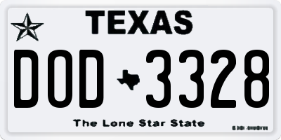 TX license plate DOD3328