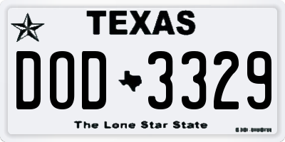 TX license plate DOD3329