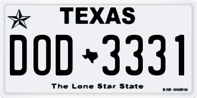 TX license plate DOD3331