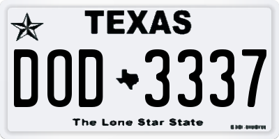 TX license plate DOD3337