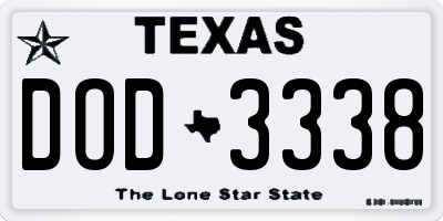 TX license plate DOD3338
