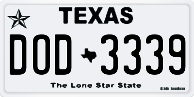 TX license plate DOD3339