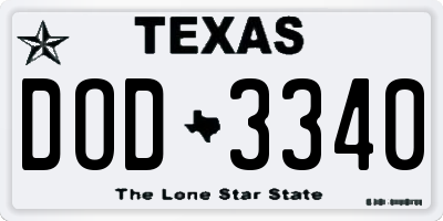 TX license plate DOD3340