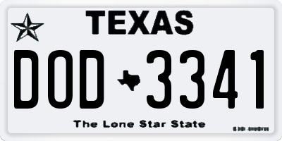 TX license plate DOD3341