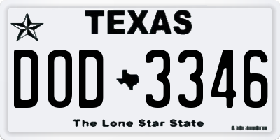 TX license plate DOD3346
