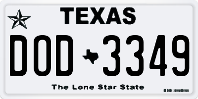 TX license plate DOD3349