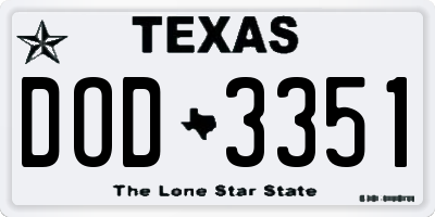 TX license plate DOD3351