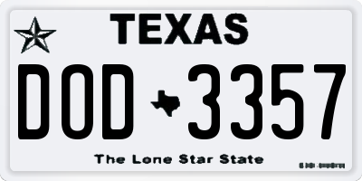 TX license plate DOD3357