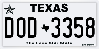 TX license plate DOD3358