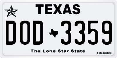 TX license plate DOD3359