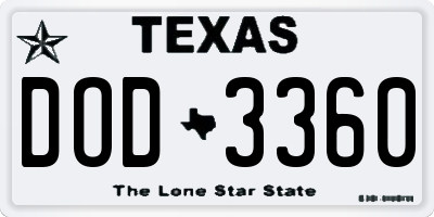 TX license plate DOD3360