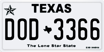 TX license plate DOD3366