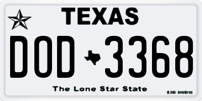 TX license plate DOD3368