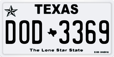 TX license plate DOD3369