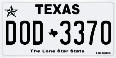 TX license plate DOD3370