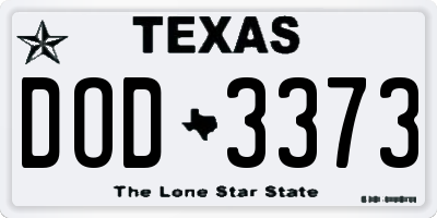 TX license plate DOD3373