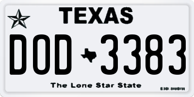 TX license plate DOD3383