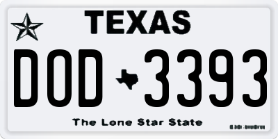 TX license plate DOD3393