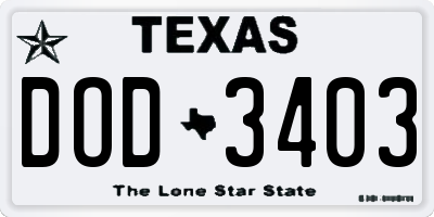 TX license plate DOD3403