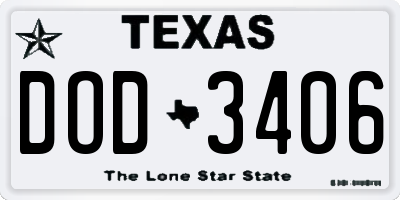 TX license plate DOD3406