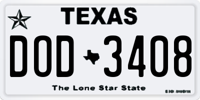 TX license plate DOD3408