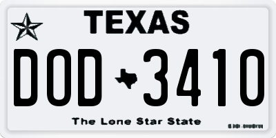 TX license plate DOD3410