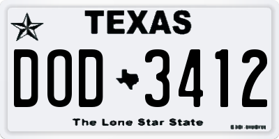 TX license plate DOD3412