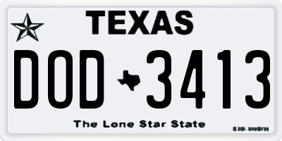 TX license plate DOD3413