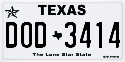 TX license plate DOD3414