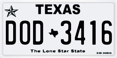 TX license plate DOD3416