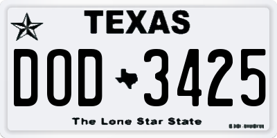 TX license plate DOD3425