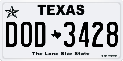 TX license plate DOD3428