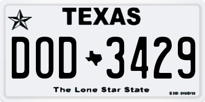 TX license plate DOD3429