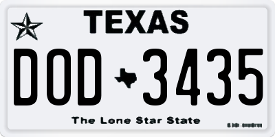 TX license plate DOD3435