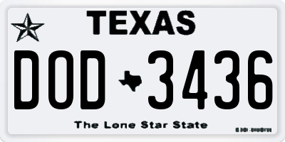 TX license plate DOD3436