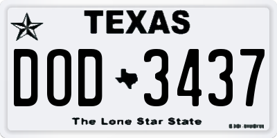 TX license plate DOD3437