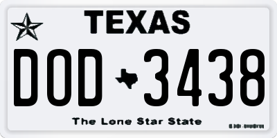 TX license plate DOD3438