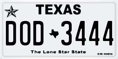TX license plate DOD3444