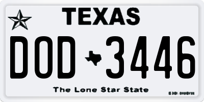 TX license plate DOD3446